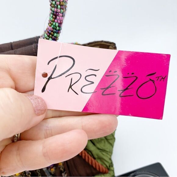 Vintage‎ Prezzo Boho Multicolor Beaded Fabric Handbag-Beaded Handle - Picture 8 of 11